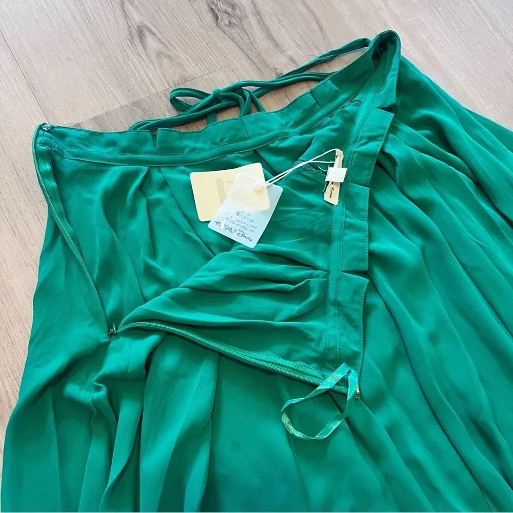 Vintage Emerald green chiffon Maxi Skirt by Cotton Candy LA NWT deadstock sz L